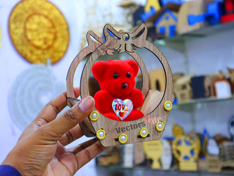 Laser Cut Teddy Bear Gift Basket Decor Idea