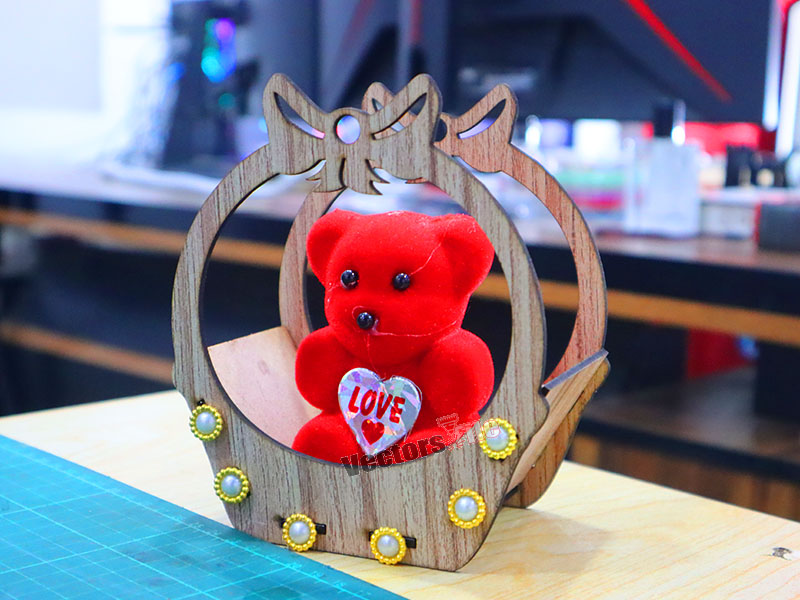 Laser Cut Teddy Bear Gift Basket Decor Idea