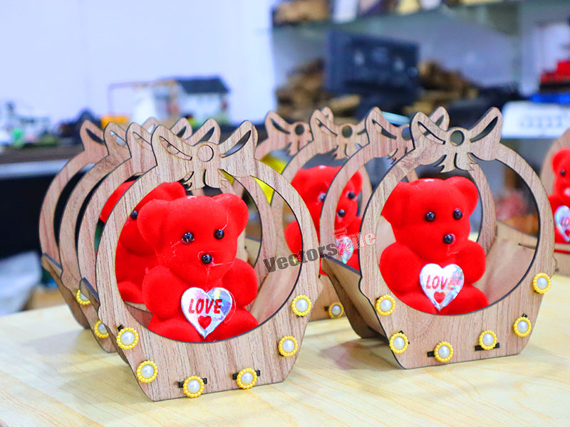 Laser Cut Teddy Bear Gift Basket Decor Idea