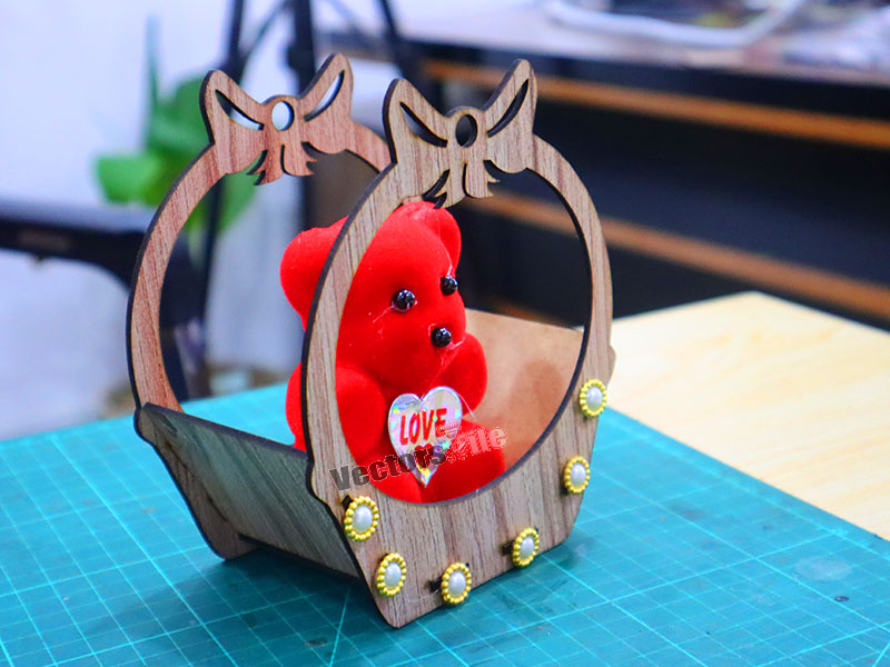 Laser Cut Teddy Bear Gift Basket Decor Idea