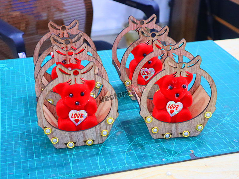 Laser Cut Teddy Bear Gift Basket Decor Idea