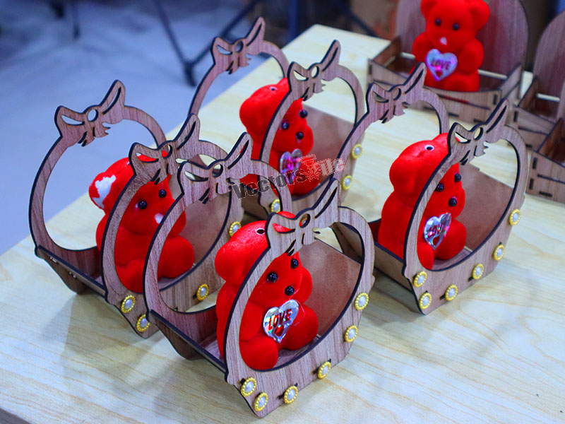 Laser Cut Teddy Bear Gift Basket Decor Idea