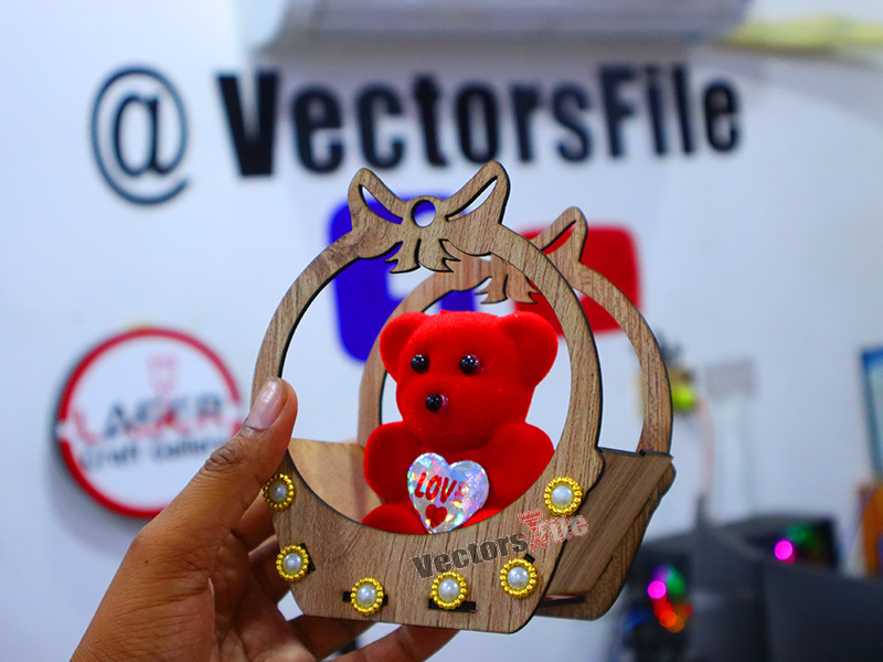 Laser Cut Teddy Bear Gift Basket Decor Idea
