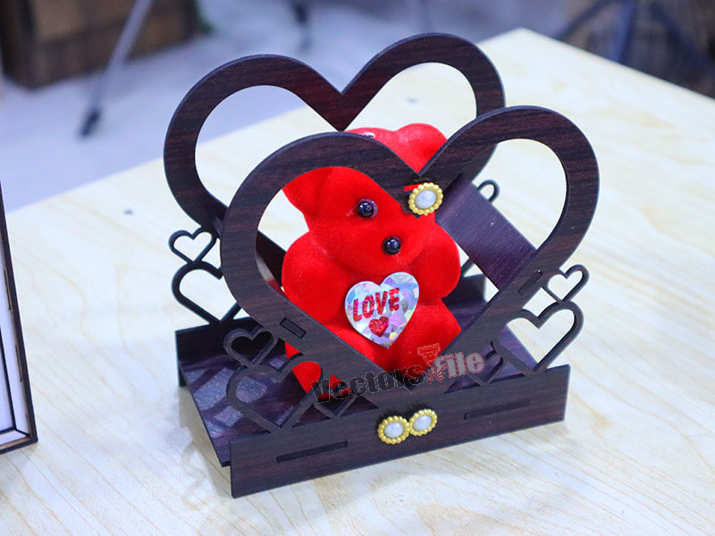 Laser Cut Decorative Teddy Bear Gift Basket for Decor and Gift Idea
