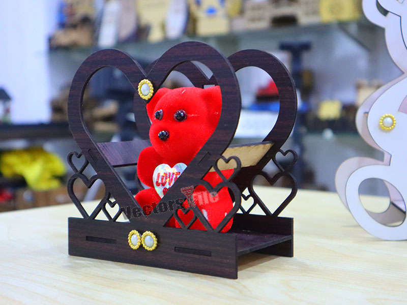 Laser Cut Decorative Teddy Bear Gift Basket for Decor and Gift Idea