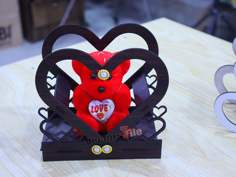 Laser Cut Decorative Teddy Bear Gift Basket for Decor and Gift Idea