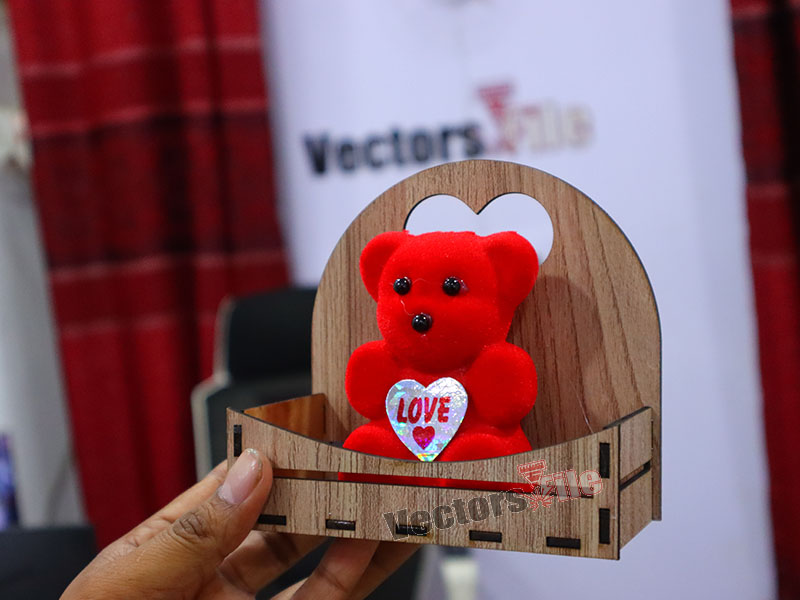 Laser Cut Teddy Bear Gift Basket for Gift Idea