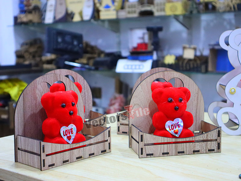Laser Cut Teddy Bear Gift Basket for Gift Idea