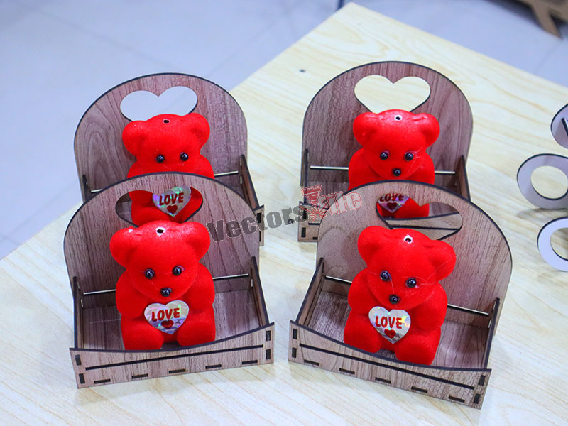Laser Cut Teddy Bear Gift Basket for Gift Idea