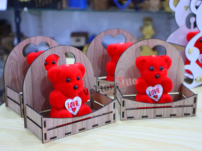 Laser Cut Teddy Bear Gift Basket for Gift Idea
