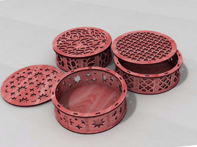 Laser Cut Round Gift Box Design Jewelry Box Idea