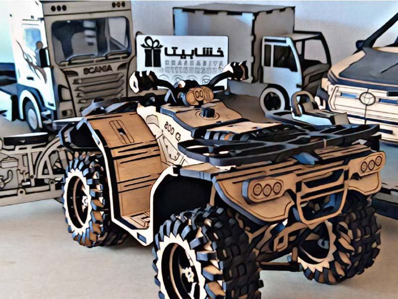 Laser Cut Wooden ATV Quad Bike 3D Toy Model Kit