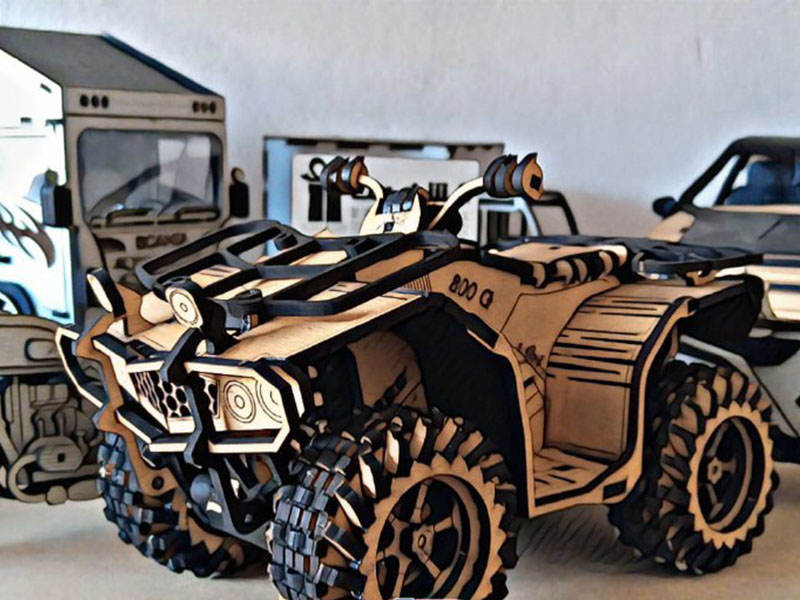 Laser Cut Wooden ATV Quad Bike 3D Toy Model Kit