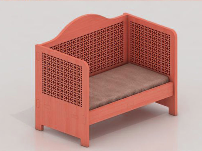 Laser Cut Miniature Dollhouse Crib Toy Model Furniture