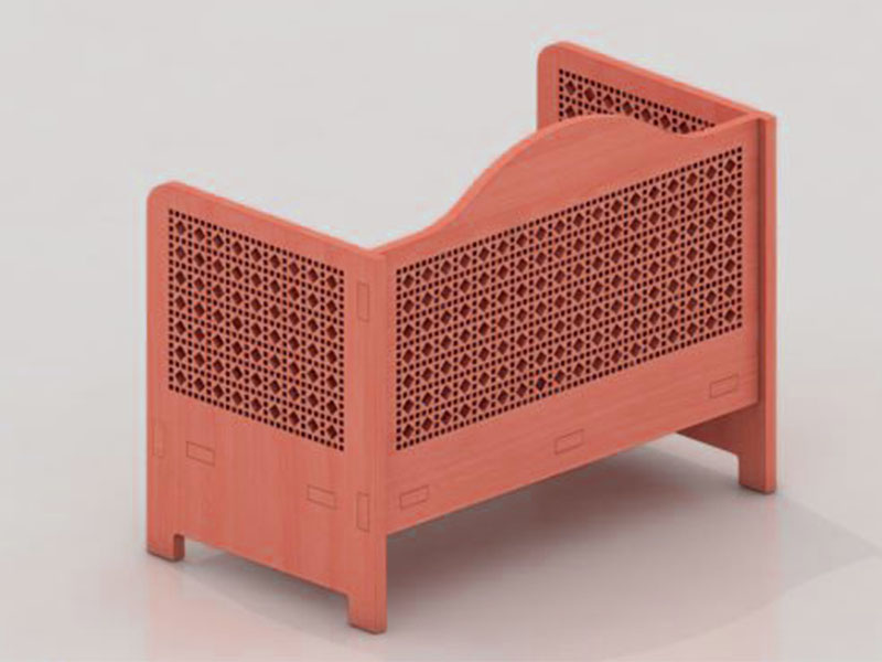 Laser Cut Miniature Dollhouse Crib Toy Model Furniture