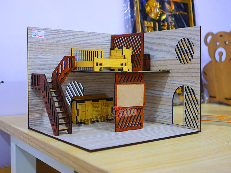 Laser Cut Dollhouse with Furniture Kit Template