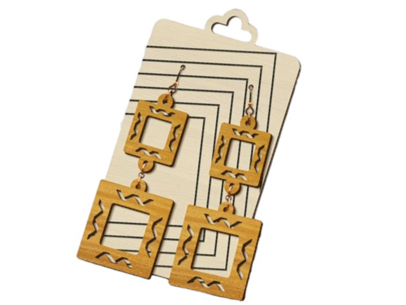 Laser Cut Square Fancy Wooden Earring Template