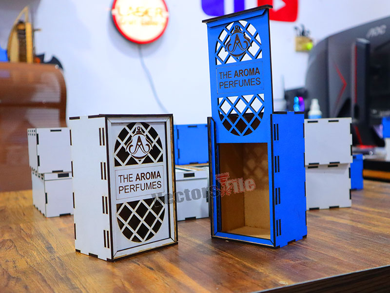 Laser Cut Wooden Perfume Gift Box with Sliding Lid Design