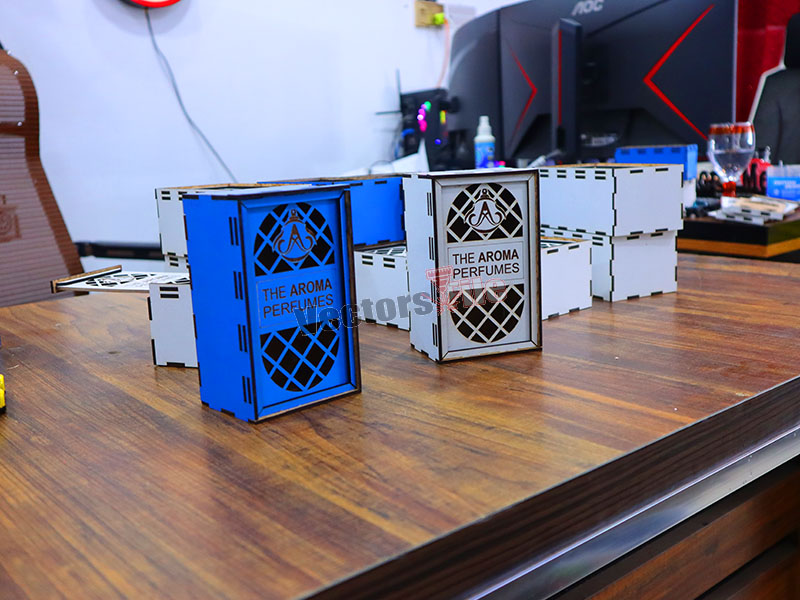 Laser Cut Wooden Perfume Gift Box with Sliding Lid Design