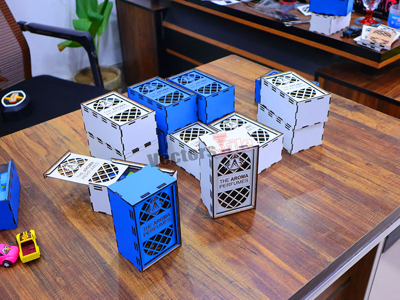 Laser Cut Wooden Perfume Gift Box with Sliding Lid Design