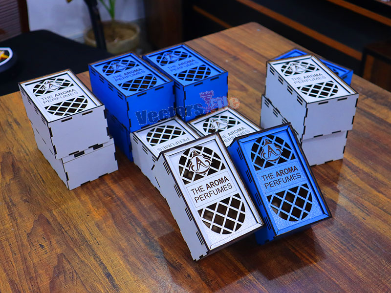 Laser Cut Wooden Perfume Gift Box with Sliding Lid Design
