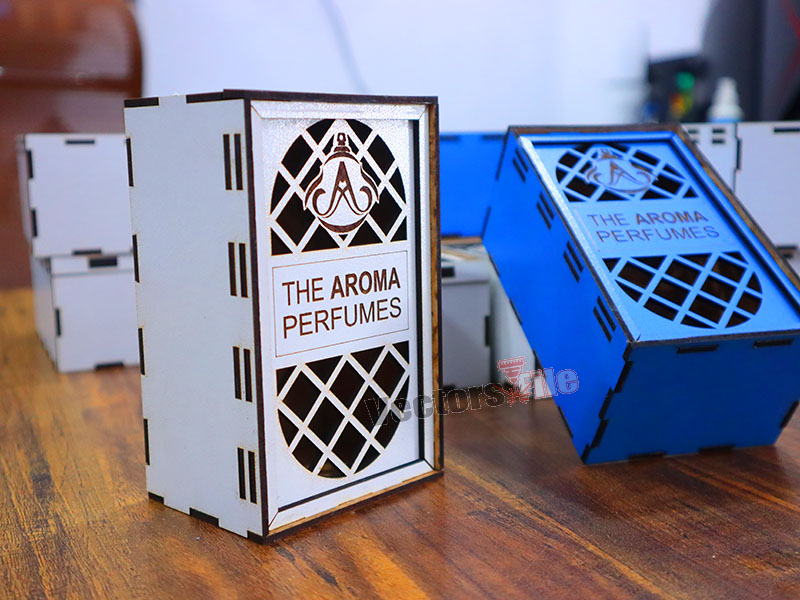 Laser Cut Wooden Perfume Gift Box with Sliding Lid Design