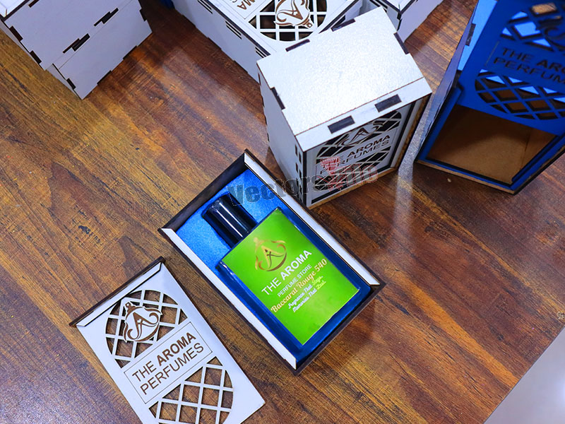 Laser Cut Wooden Perfume Gift Box with Sliding Lid Design
