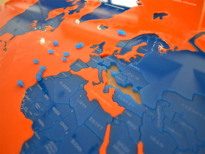 Laser Cut Acrylic World Map Wall Art Design for Room Decor Idea