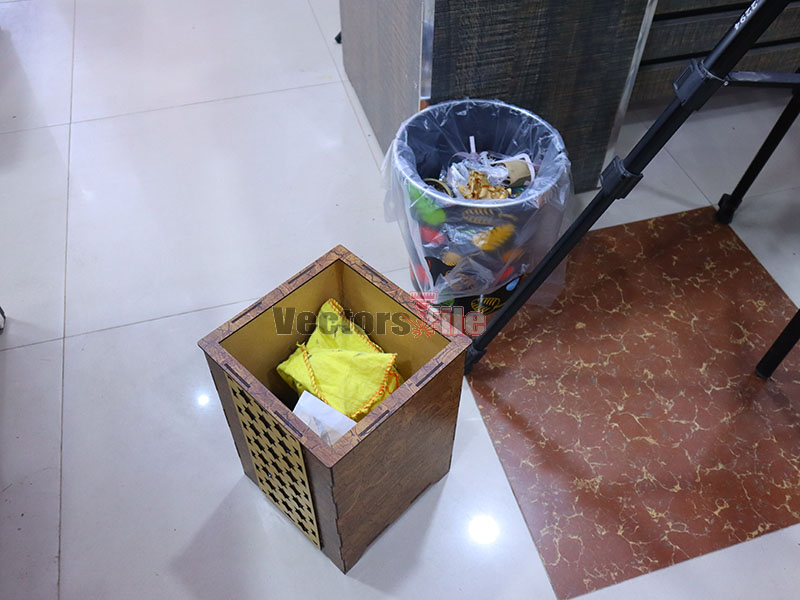 Laser Cut Premium Tissue Holder and Trash Bin Set Design