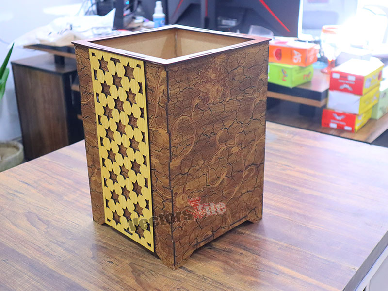 Laser Cut Premium Tissue Holder and Trash Bin Set Design