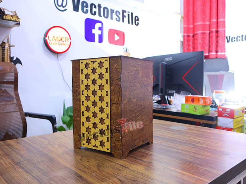 Laser Cut Premium Tissue Holder and Trash Bin Set Design