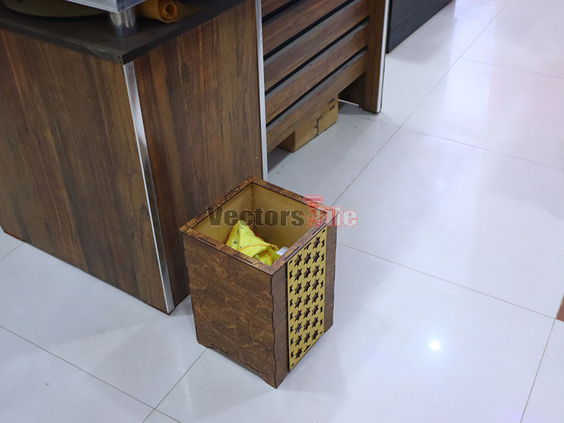 Laser Cut Premium Tissue Holder and Trash Bin Set Design