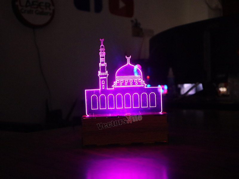 Masjid e Nabvi and Kaba Mubarak Laser Cut 3D Illusion Lamp Design