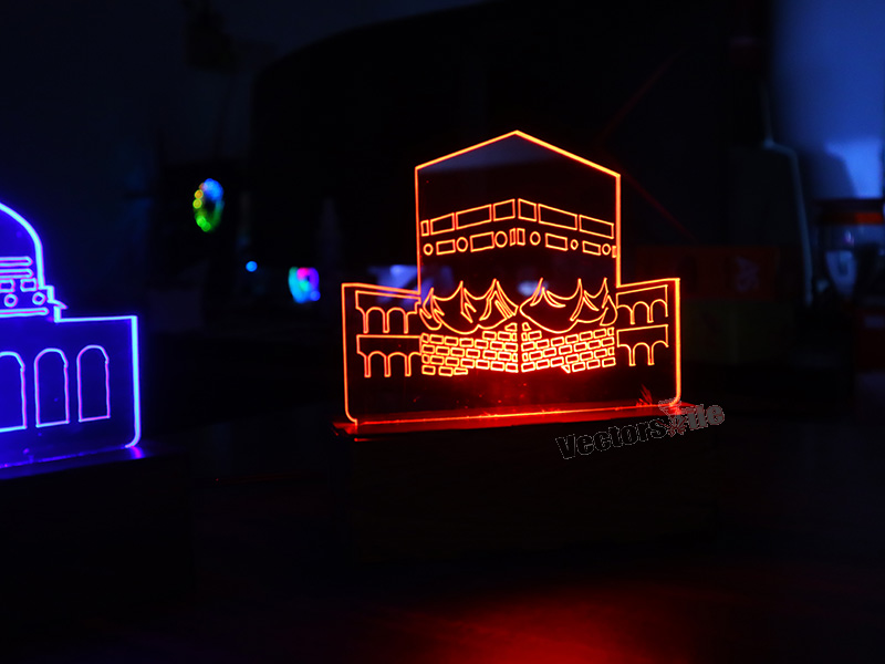 Masjid e Nabvi and Kaba Mubarak Laser Cut 3D Illusion Lamp Design