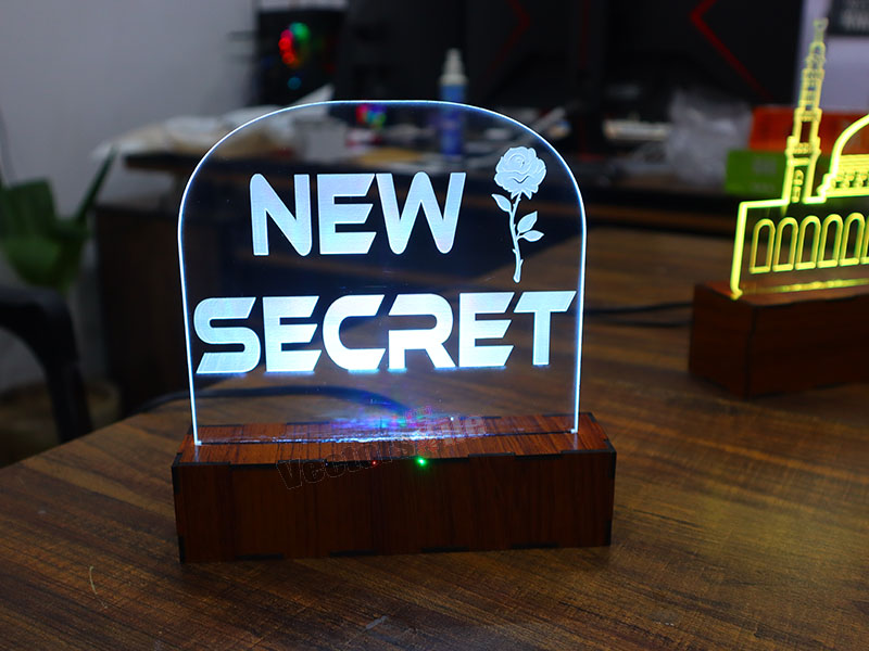 Laser Cut Personalised 3D illusion Acrylic Lamp Night Light with Stand
