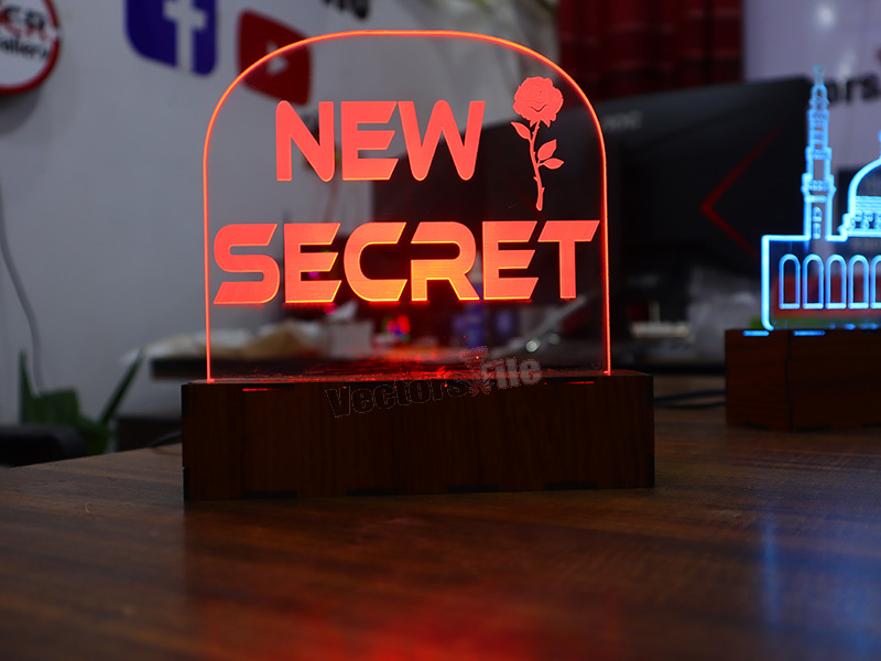 Laser Cut Personalised 3D illusion Acrylic Lamp Night Light with Stand