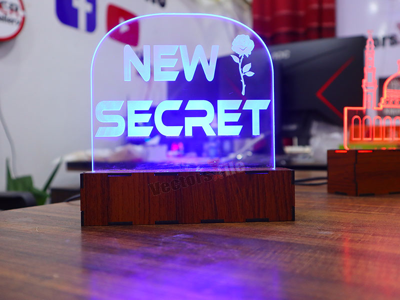 Laser Cut Personalised 3D illusion Acrylic Lamp Night Light with Stand