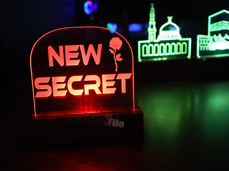 Laser Cut Personalised 3D illusion Acrylic Lamp Night Light with Stand