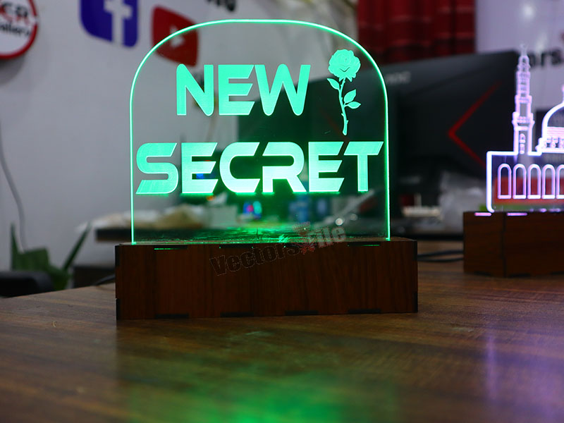 Laser Cut Personalised 3D illusion Acrylic Lamp Night Light with Stand