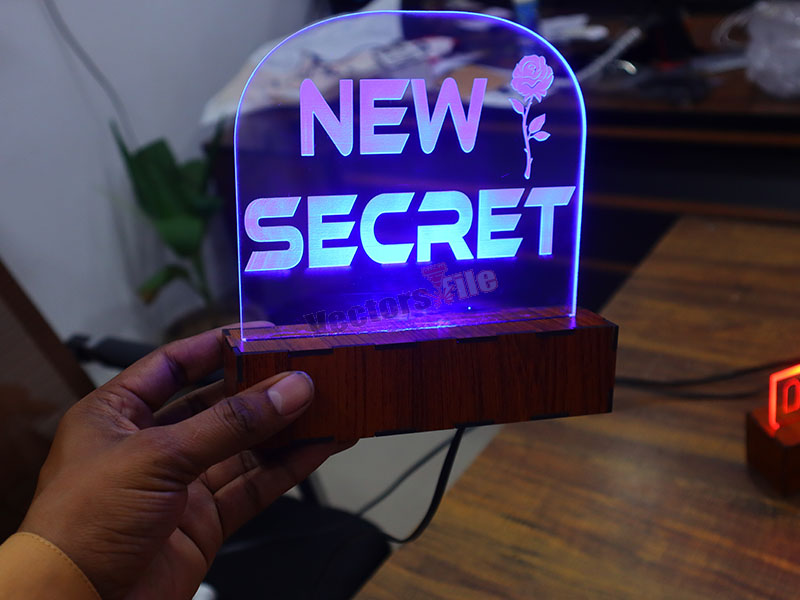 Laser Cut Personalised 3D illusion Acrylic Lamp Night Light with Stand