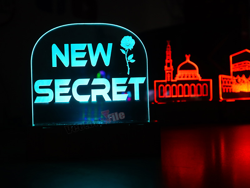 Laser Cut Personalised 3D illusion Acrylic Lamp Night Light with Stand