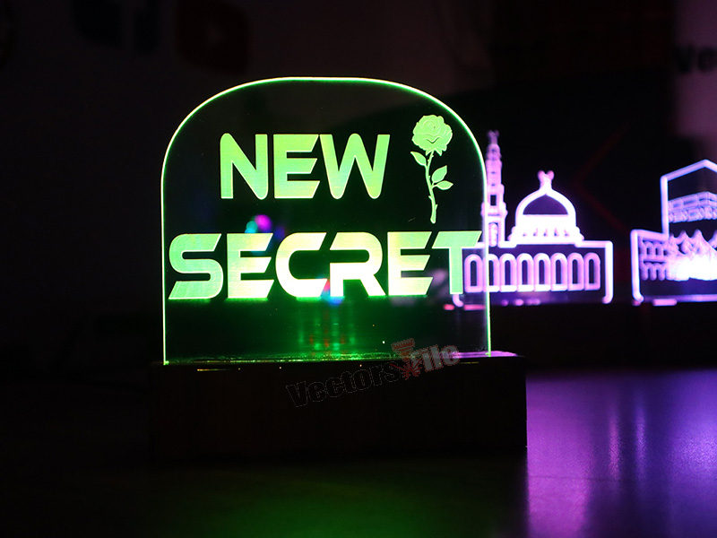 Laser Cut Personalised 3D illusion Acrylic Lamp Night Light with Stand