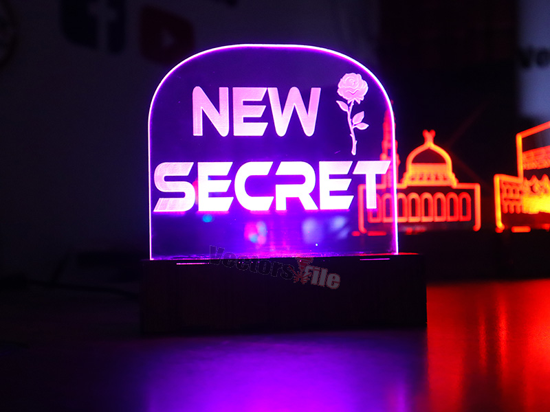 Laser Cut Personalised 3D illusion Acrylic Lamp Night Light with Stand