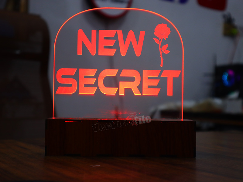 Laser Cut Personalised 3D illusion Acrylic Lamp Night Light with Stand