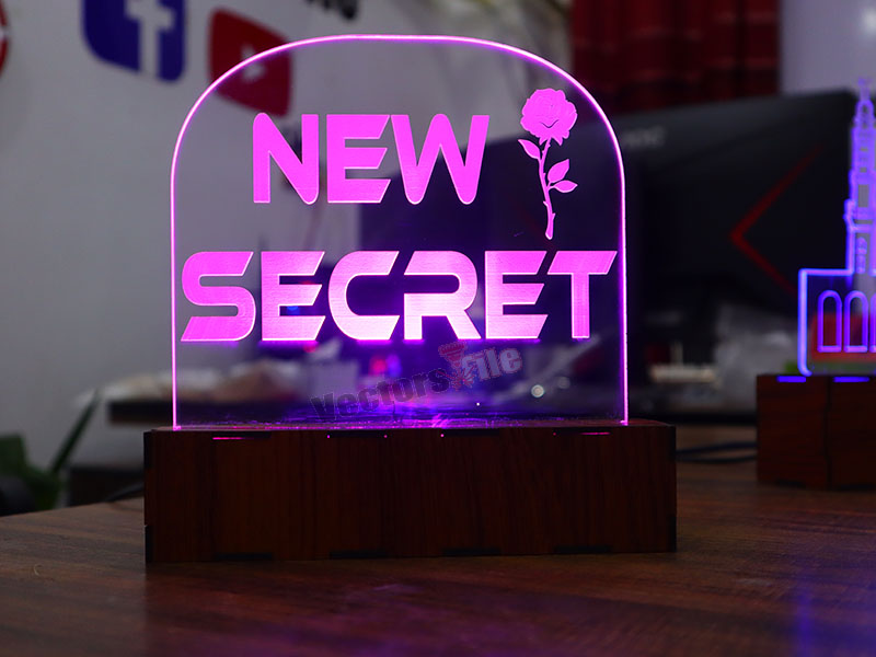 Laser Cut Personalised 3D illusion Acrylic Lamp Night Light with Stand