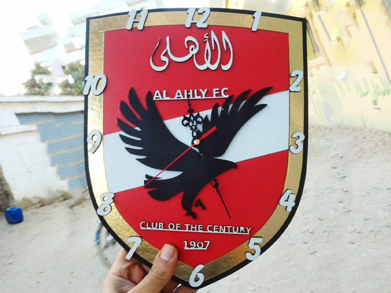 Laser Cut Al Ahly FC an Egyptian Sports Club Wall Clock