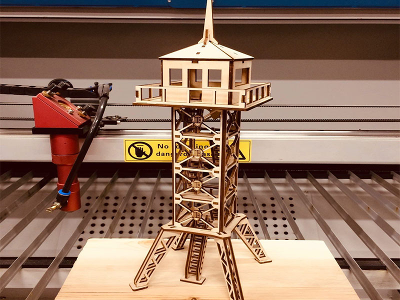 Laser Cut 3D Puzzle Military Observation Tower Model