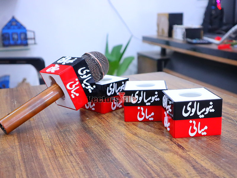 Laser Cut Microphone Flag Box Custom Mic Logo Live Equipment Acrylic Box