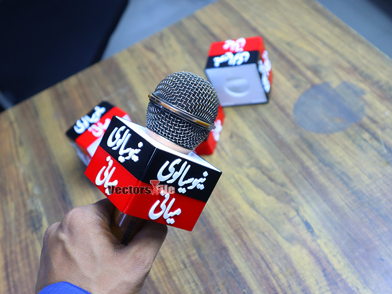 Laser Cut Microphone Flag Box Custom Mic Logo Live Equipment Acrylic Box