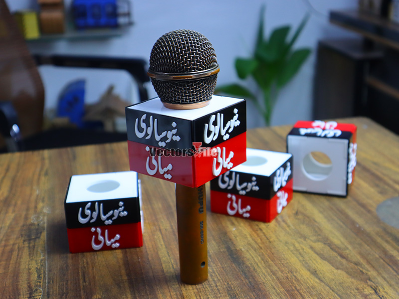 Laser Cut Microphone Flag Box Custom Mic Logo Live Equipment Acrylic Box